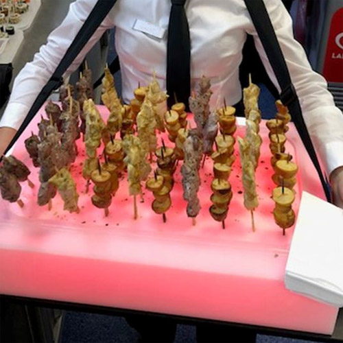 Bauchladen, Verkostungsdisplay, Buffetdisplay, Leuchttablett