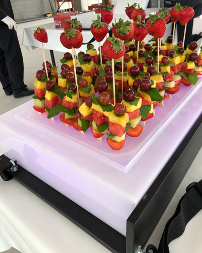 Bauchladen, Verkostungsdisplay, Buffetdisplay, Leuchttablett